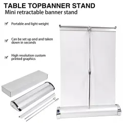 Desktop Mini Retractable Roll Up Banner Stand 8.5"x11" / A4 Table Top