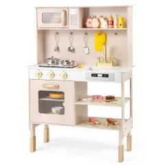 Height Adjustable Play Kitchen with Microwave, Lights, and Sounds