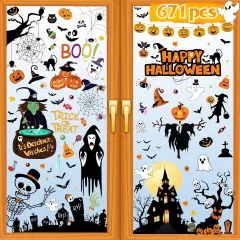 671 PCS Halloween Window Clings, 10 Sheets Large Halloween Window Decorations