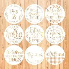 Welcome Stencils for Painting on Wood, 12&rdquo; Round Stencils for Painting