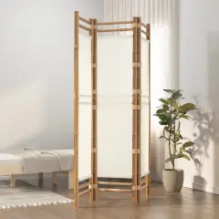 vidaXL Folding 3-Panel Room Divider 47.2"x 70.9" Bamboo and Canvas