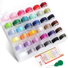 36Pcs Bobbins and Sewing Threads Prewound Bobbins with Case