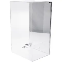 Plymor Clear Acrylic Locking Display Case with Sliding Back, No Shelf (Mirrored), 20.75" H x 12.25" W x 10" D