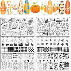 6Pcs Fall Thanksgiving Theme Nail Art Stamping Plate