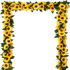 3 Pack Summer Sunflower Garland &ndash; Bright Yellow Silk Sunflower Vines for Wedding, Garden, and Home Summer Decor