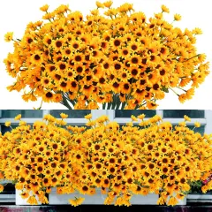 Summer Floral Arrangement - 12PCS Silk Artificial Sunflowers with 24 Small Daisy Mums for Home, Office, Window, Porch, and Outdoor Centerpiece D&eacute;cor