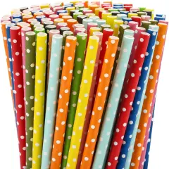 200PCS Multi-Color Biodegradable Paper Straws for Party Supplies,Birthday,Bridal/Baby Shower, Christmas Decorations and Holiday Celebrations (Dot)