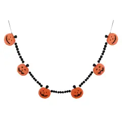 6' Halloween Jack‑o'-Lantern Garland &ndash; Orange & Black Playful Garland