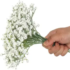 10 Pcs Babys Breath Artificial Flowers Gypsophila Bouquets Bulk Real Touch Fake Silk Flowers for Home Wedding DIY Floral Arrangement Kitchen Table Centerpiece Festival Decoration (White)