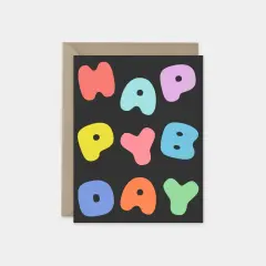 Colorful Puffy Letters "Happy Birthday" Card