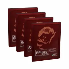 Ambiance Gallery Wood 1.5" Deep Picture Frames - 14x18" 4-Pack, Cherry Wood Frames, Shatter-Resistant Acrylic Glazing & MDF Backing, Horizontal or Vertical Wall Display