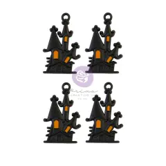 Thirty-One Collection Metal Embellishments - Matte Haunted House - 4 pcs