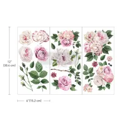 Small Transfers - Delicate Roses - 3 sheets, 6"x12"