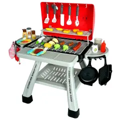 Easy Playhouse: BBQ Grill Toy Playset - Light & Sound, Realistic Smoke, Little Chef Pretend Play, Food & Cooking Accessories, Two Layer Grill, Kids 3+