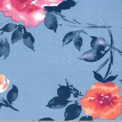Watercolor Floral Knit Fabric DTY Brushed Soft Stretch 58/60" Wide CHAMBRAY
