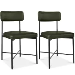 Best Choice Products Faux Leather Dining Chair Set of 2, Standard Height w/ Metal Frame Moss Green