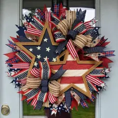 Independence Day Wreath Patriotic Stars Wreath Wall Hanging