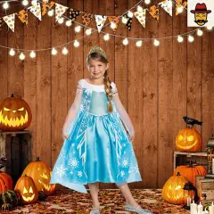 Girls Disney Frozen Elsa Costume with Tiara Dress Set