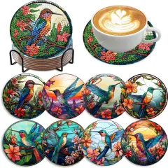 Painting Coasters Kit for Adults Beginners Bird Diamond Art Coasters Crafts Supplies