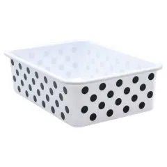 Black Polka Dots on White Large Plastic Storage Bin