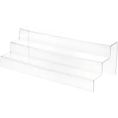 Plymor Clear Acrylic 3-Step Solid Back Display Stairs, 5.5" H x 18" W x 8" D