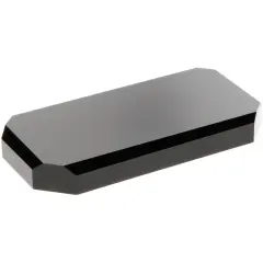 Plymor Black Acrylic Beveled Corner-Cut Rectangular Display Base, 6" W x 3" D x 0.75" H