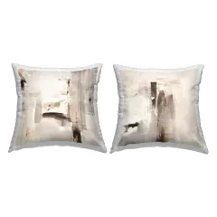 Neutral Abstract Expressions 2 PC Outdoor Printed Pillow Set Design by Igor Levashov, 18 x 7 x 18