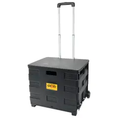School Smart Folding Storage Cart on Wheels, Large, 16-1/4 x 13 x 13-1/2 Inches, Black