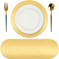 50 Pcs Round Paper Placemats Decorative Disposable Place Mats Table Mats for Dining Wedding Table Decoration Home Banquet New Years Festive Party Birthday Holiday (Gold)