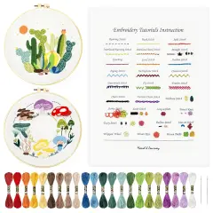 HAND U JOURNEY Basic Embroidery Stitch Kit: Perfect for Beginners with 28 Different Stitches and a Mushroom Embroidery Set