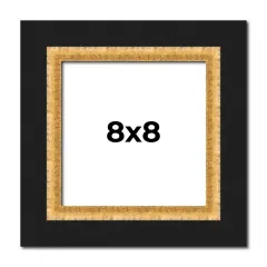 Square Embellished Brown Picture Frame - UV Acrylic, Foam Board Backing, Hanging Hardware