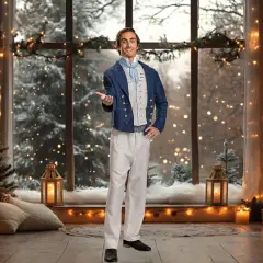 Navy Jacket and Blue Cravat Prince Eric Deluxe Costume Perfect for Halloween Adult Large/Extra Large fits 42&ndash;46