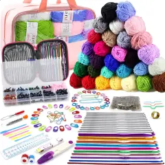 336Pcs Crochet Kit for Beginners, 1500 Yards 30 Colors Yarn for Crocheting, 30Pcs Crochet Hooks