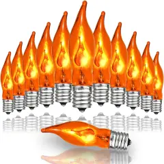 12 Count Halloween Flickering Flame Lights Bulbs