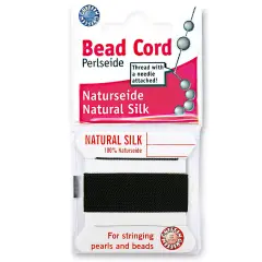 Size 16 Griffin Bead Cord 100% Natural Silk Black