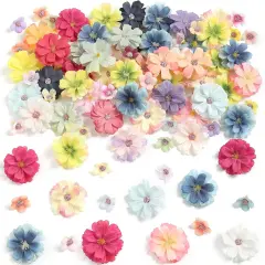 90 Pcs Mini Artificial Silk Flower Heads - Multicolor Peony, Daisy