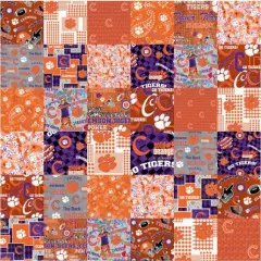 Licensed NCAA Clemson University Cheater Quilt Cotton Fabric by the Yard