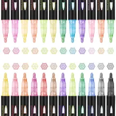 24 Pack Double Line Outline Markers, Squiggles Shimmer Markers Set, Self Outline Metallic Glitter Marker Pens for Christmas,Art, Drawing, Writing, Greeting Cards, DIY, Scrapbook, Easter Eggs