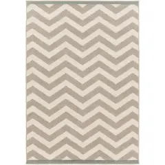 Tiwari Home 2.25' x 4.5' Beige and White Machine Woven Geometric Rectangular Outdoor Area Throw Rug