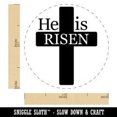 He Is Risen Jesus Christ Cross Easter Christianity Self-Inking Rubber Stamp Pink