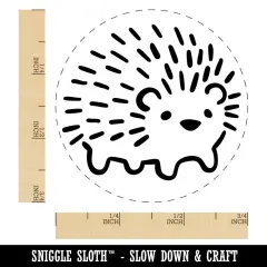 Cute Simple Hedgehog Line Drawing Self-Inking Rubber Stamp Crafting Planners Green