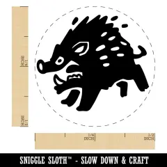 Angry Charging Cartoon Boar Pig Hog Peccary Self-Inking Rubber Stamp Crafting UV