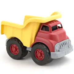 Green Toys: Dump Truck - Yellow & Red - Toy Construction Vehicle, Realistic Bed, Transportation, Push & Pull Play, Recycled Material, Kid-Toddler 2+