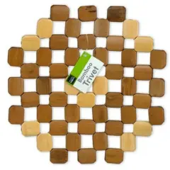 Handy Housewares 8" Natural Bamboo Wood Trivet Hot Pad Table Protector