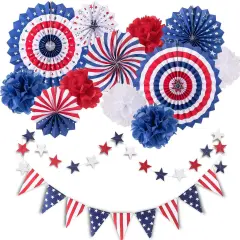 4th of July Party Decorations Set, Patriotic USA Flag Pennant Bunting(14Pcs)