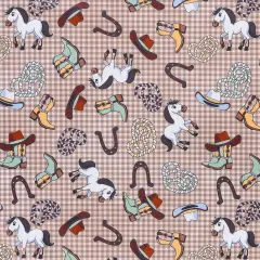 Mook Fabrics Littlest Rodeo Printed PUL Fabric [60 in. Wide] - By The Yard Brown