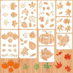 10 Pieces Fall Stencils Thanksgiving Painting Autumn Leaf, 2 Sizes(Abstract Style)