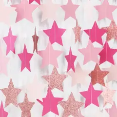 Twinkle Little Star Hanging Streamers Banner - Rose-Gold Red Pink