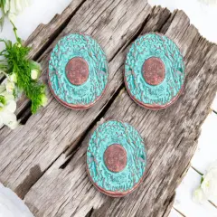 *10* 22mm Copper Patina Hammered 2 Hole Connectors