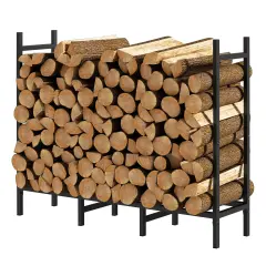 4FT Firewood Log Rack Outdoor Heavy Duty Metal Fire Wood Holder Adjustable